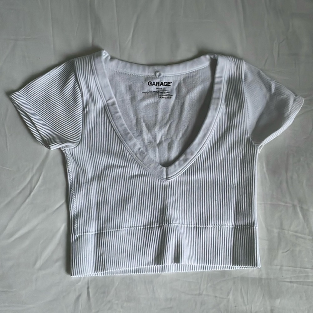 White Garage Sonia Seamless Plunge T Shirt